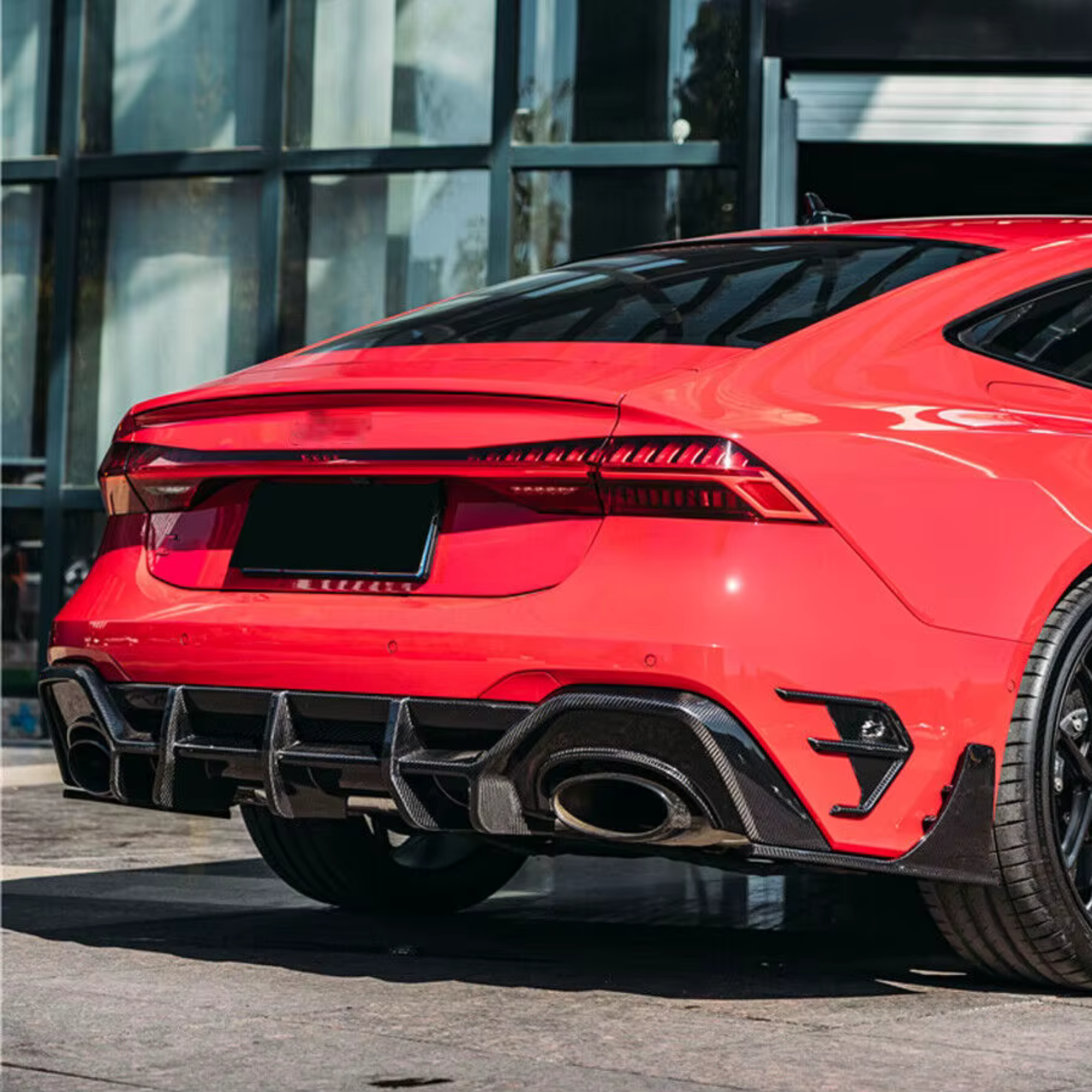 Audi RS6/RS7 C8 Carbon Fibre Rear Bumper Trim (Diffuser/Vents) image 1