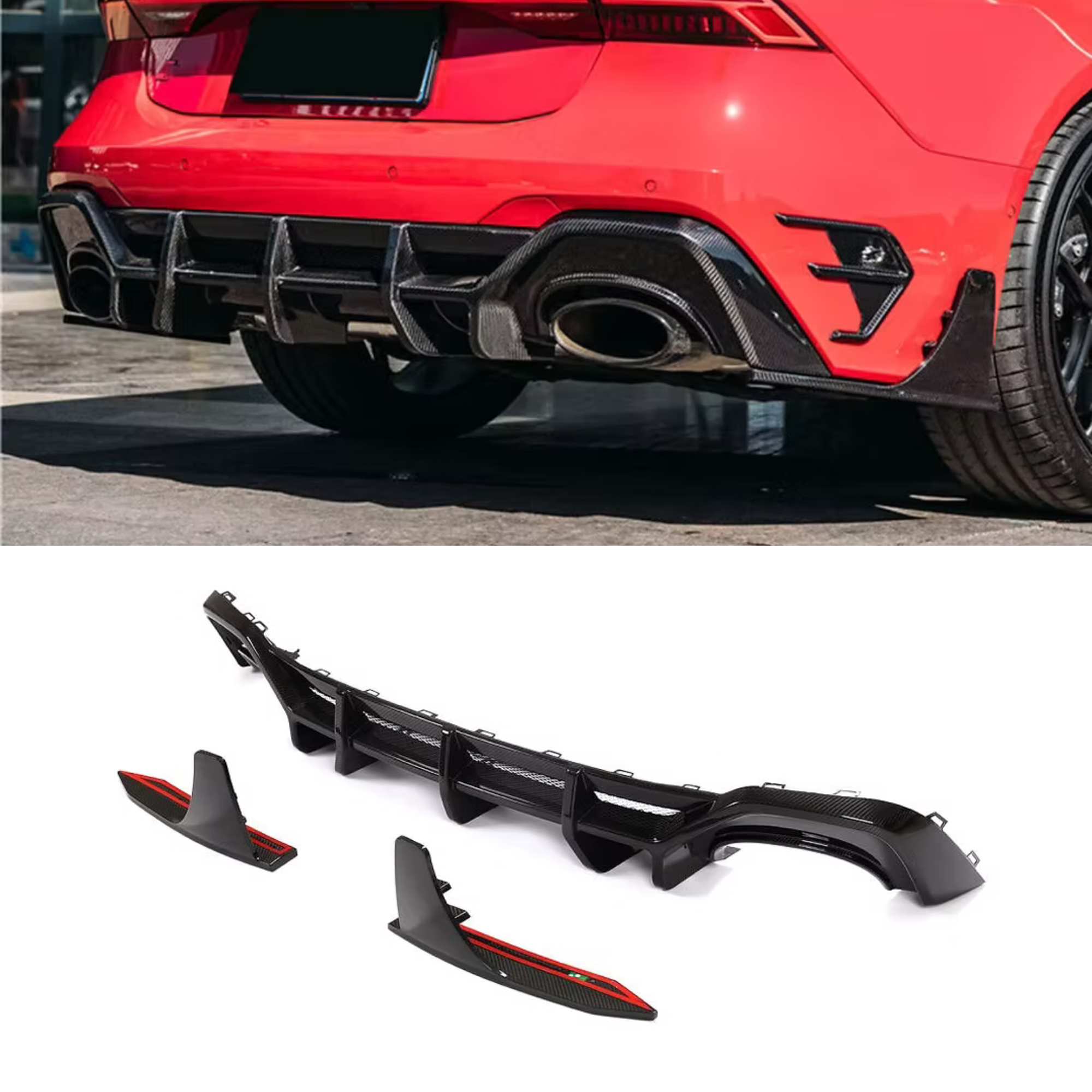 Audi RS6/RS7 C8 Carbon Fiber Rear Bumper Diffuser Lip V2 image 0