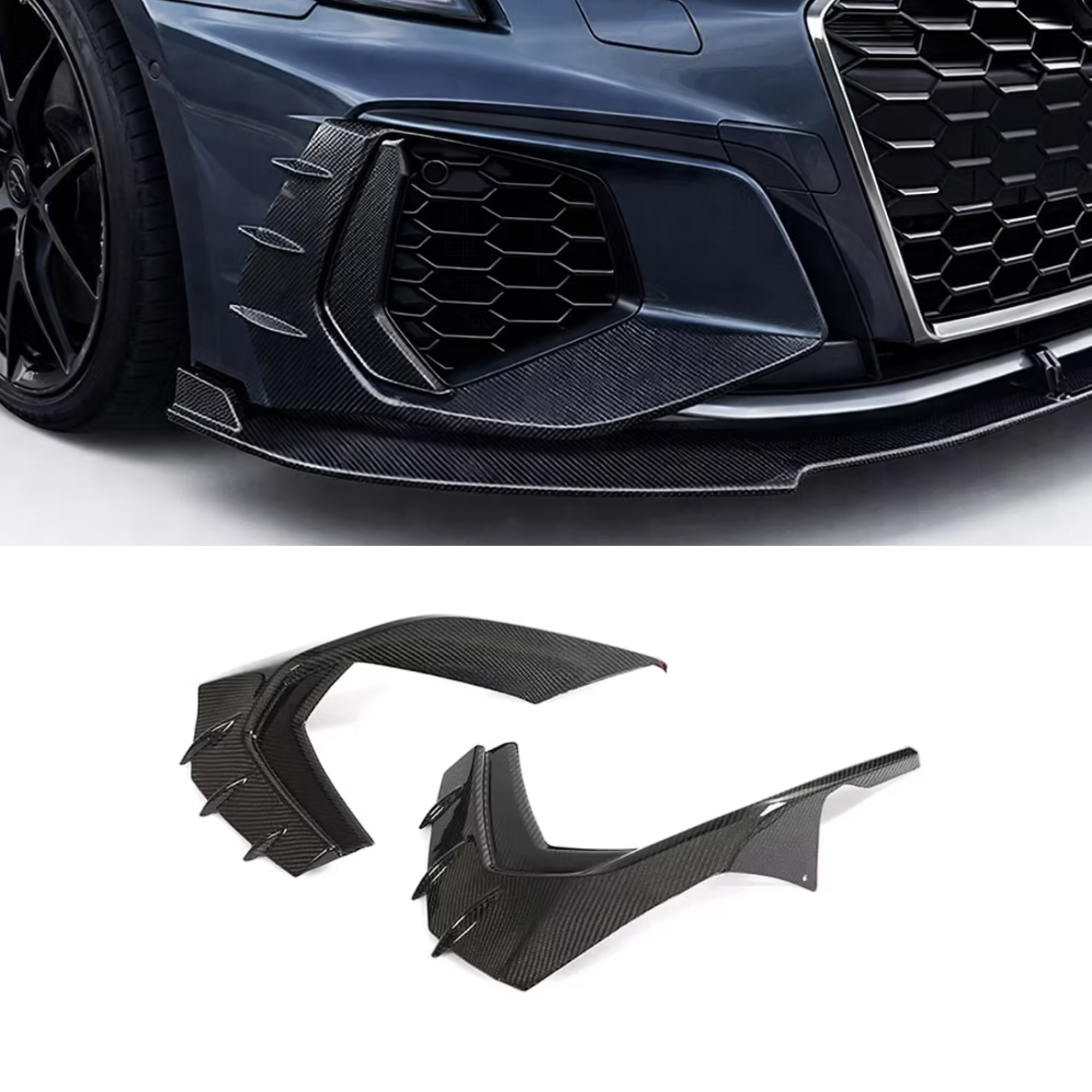 Audi A3/S3 8Y Carbon Fibre Front Bumper Vent Canards/Wing image 0