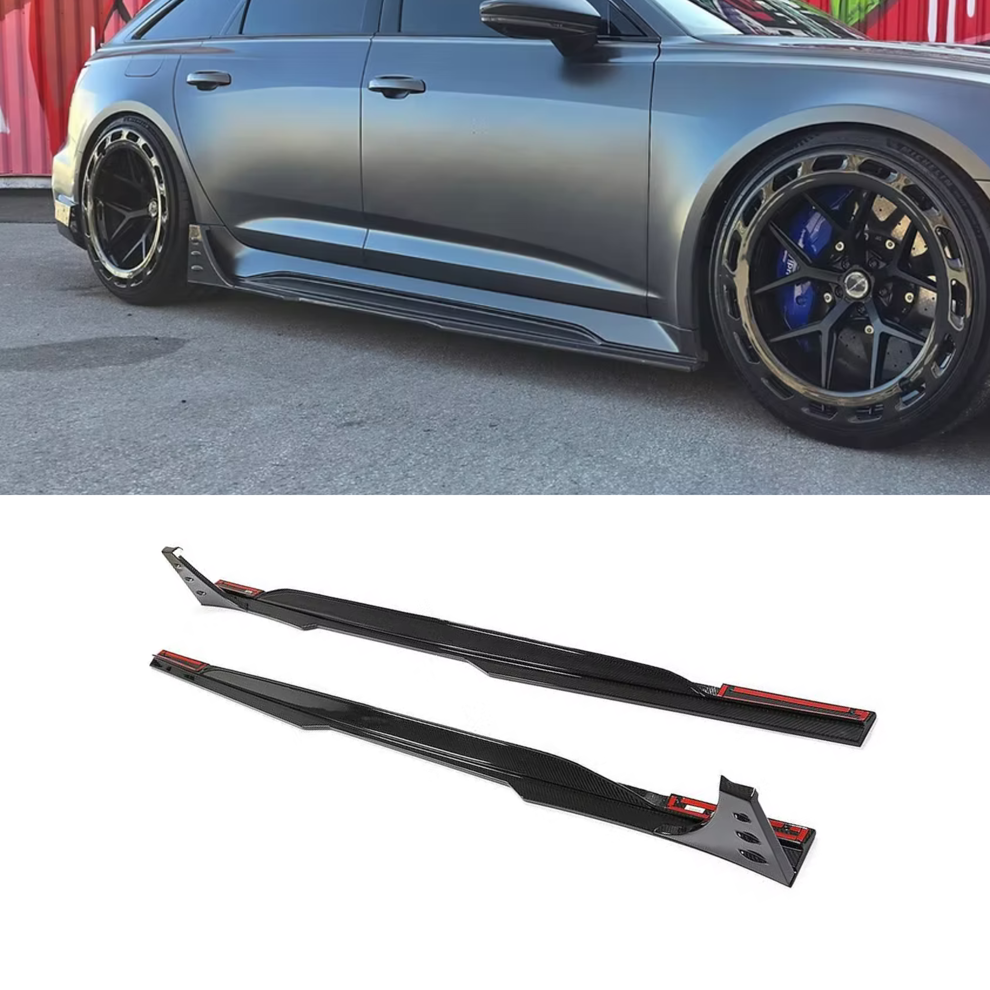 Audi RS6/RS7 C8 Carbon Fiber Side Skirts Lip image 0