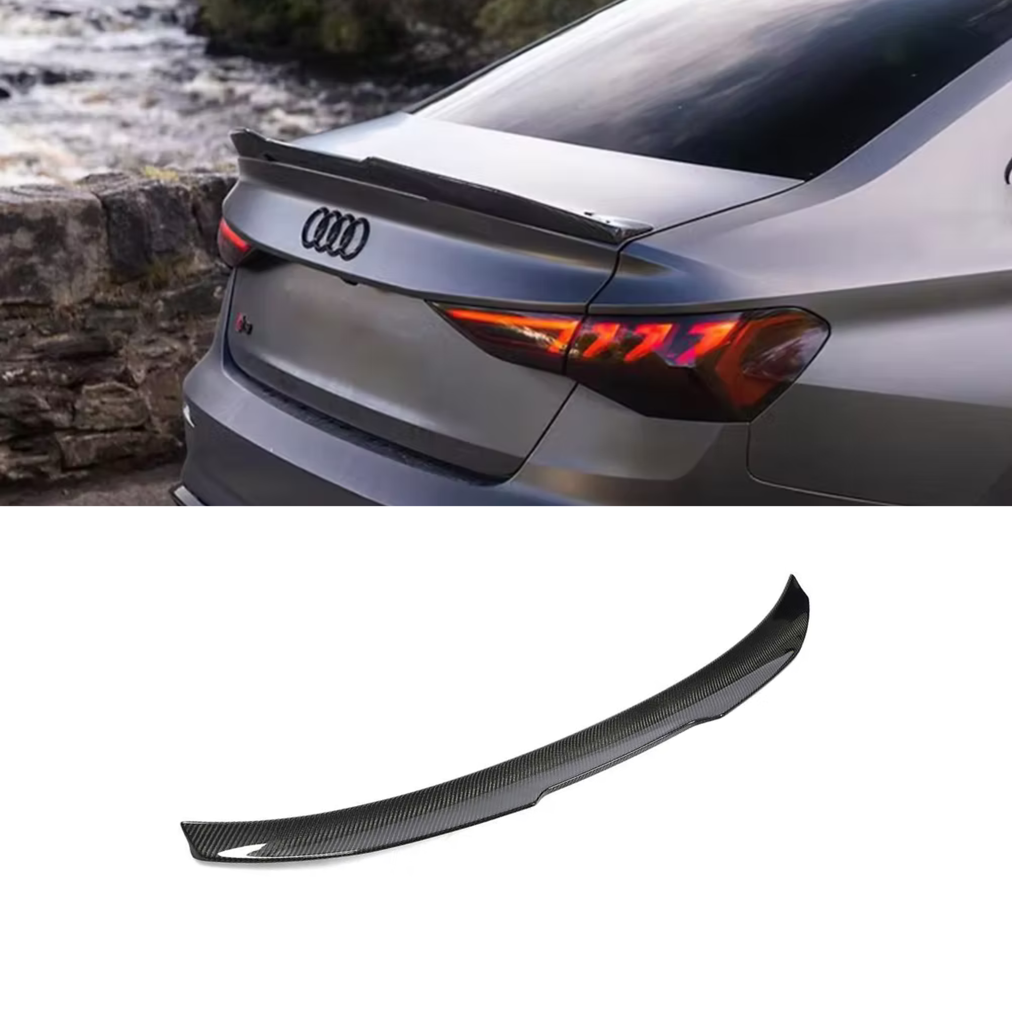 Audi A3/S3/RS3 8Y Carbon Fiber Rear Spoiler/Wing OEM Style Sedan image 0