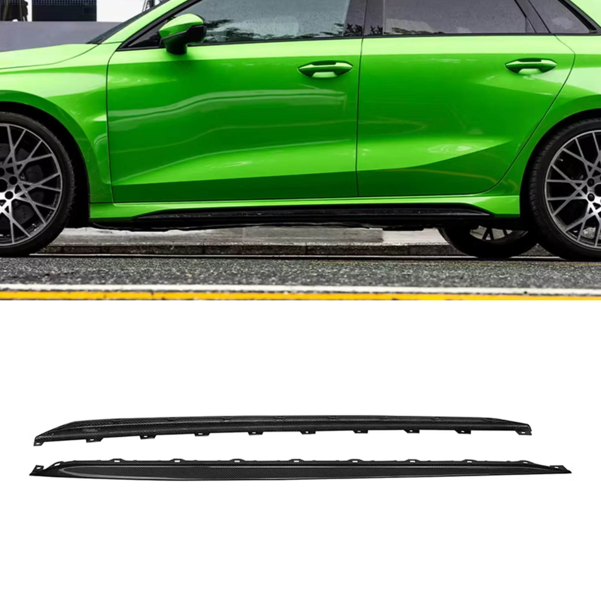 Audi RS3 8Y Carbon Fiber Side Skirts V1 image 0