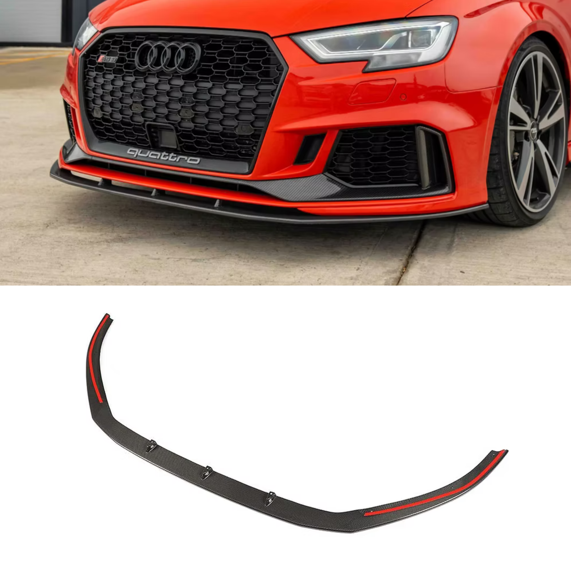 Audi RS3 8V.5 Carbon Fiber Front Bumper Splitter Lip V2 image 0