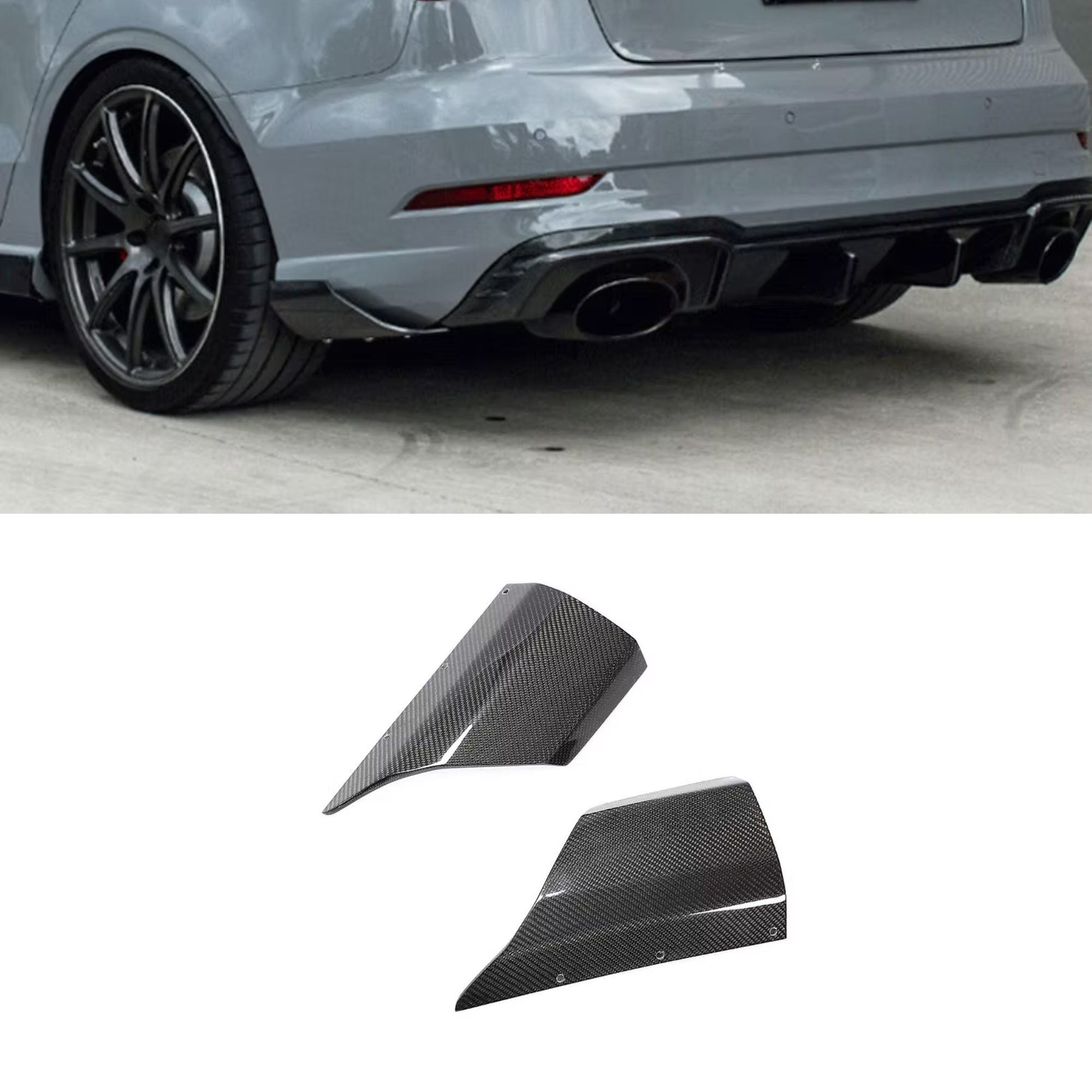 Audi RS3 8V.5 Carbon Fiber Rear Bumper Splitter Blades image 0