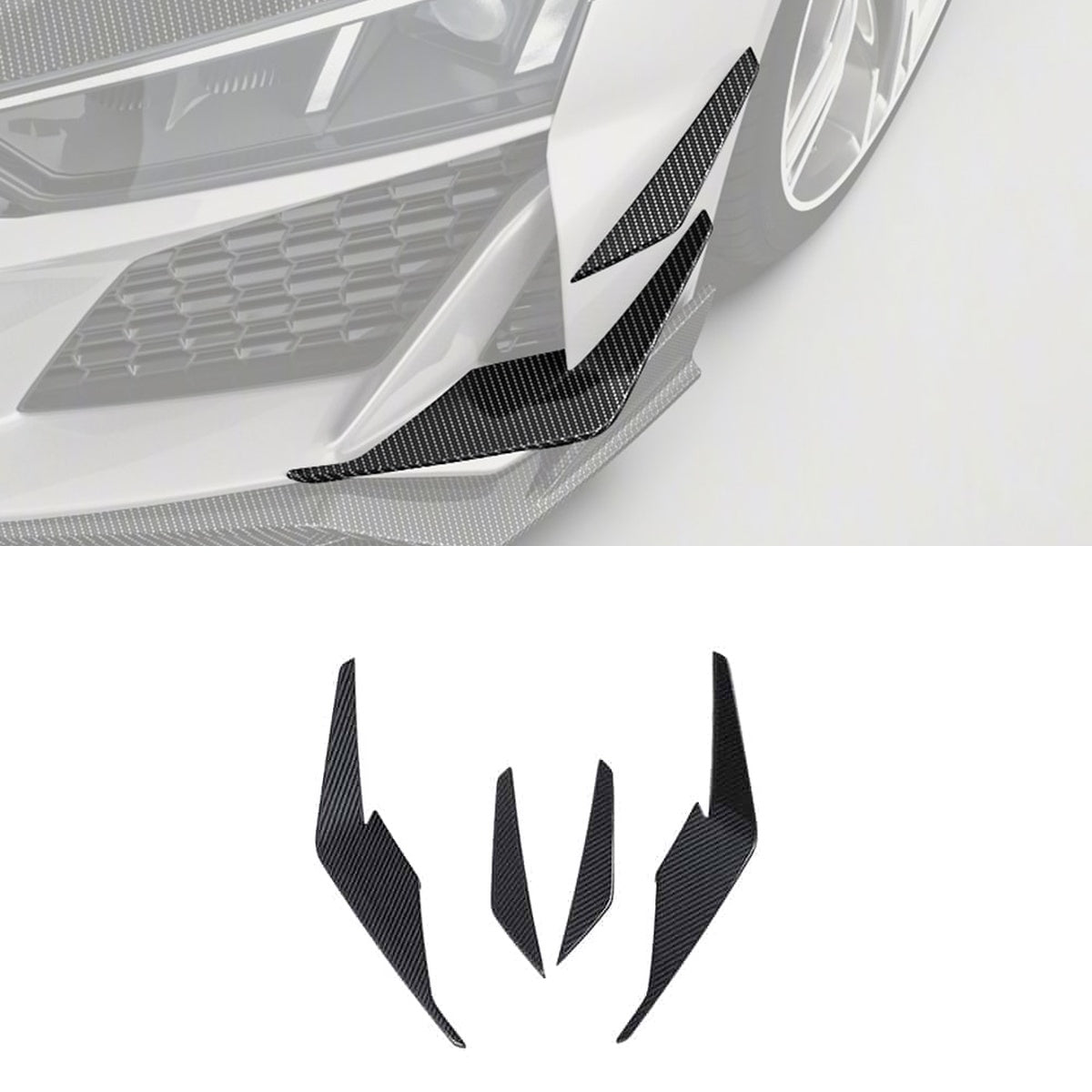 Audi R8 Mk2.5 Carbon Fibre Front Canards - prepreg dry carbon aero upgrade