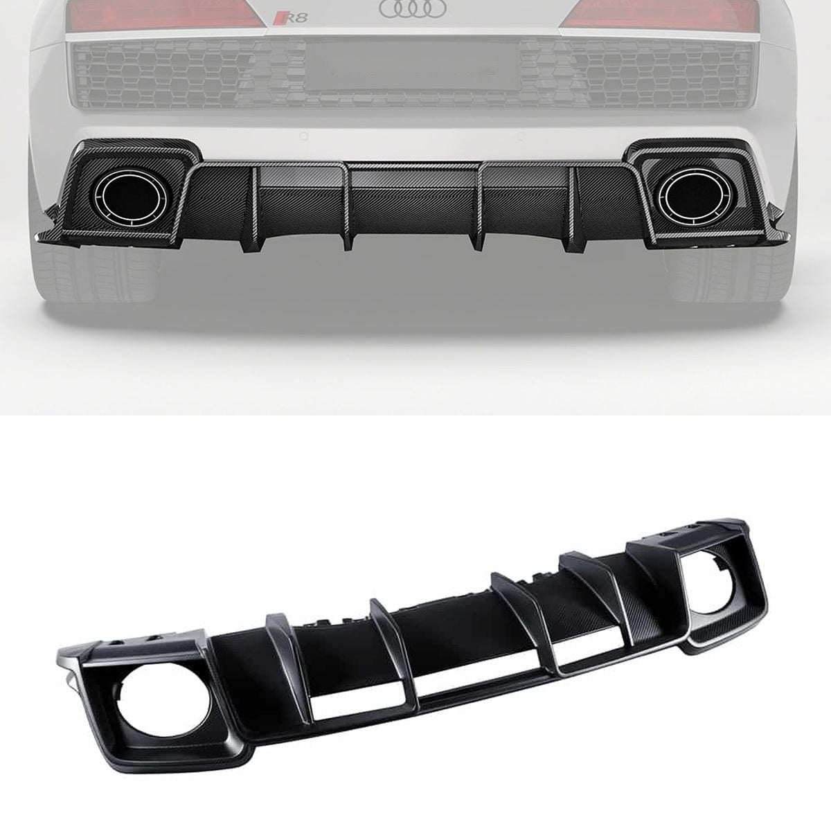 Audi R8 Mk2.5 Carbon Fibre Rear Diffuser - aggressive aerodynamic styling upgrade