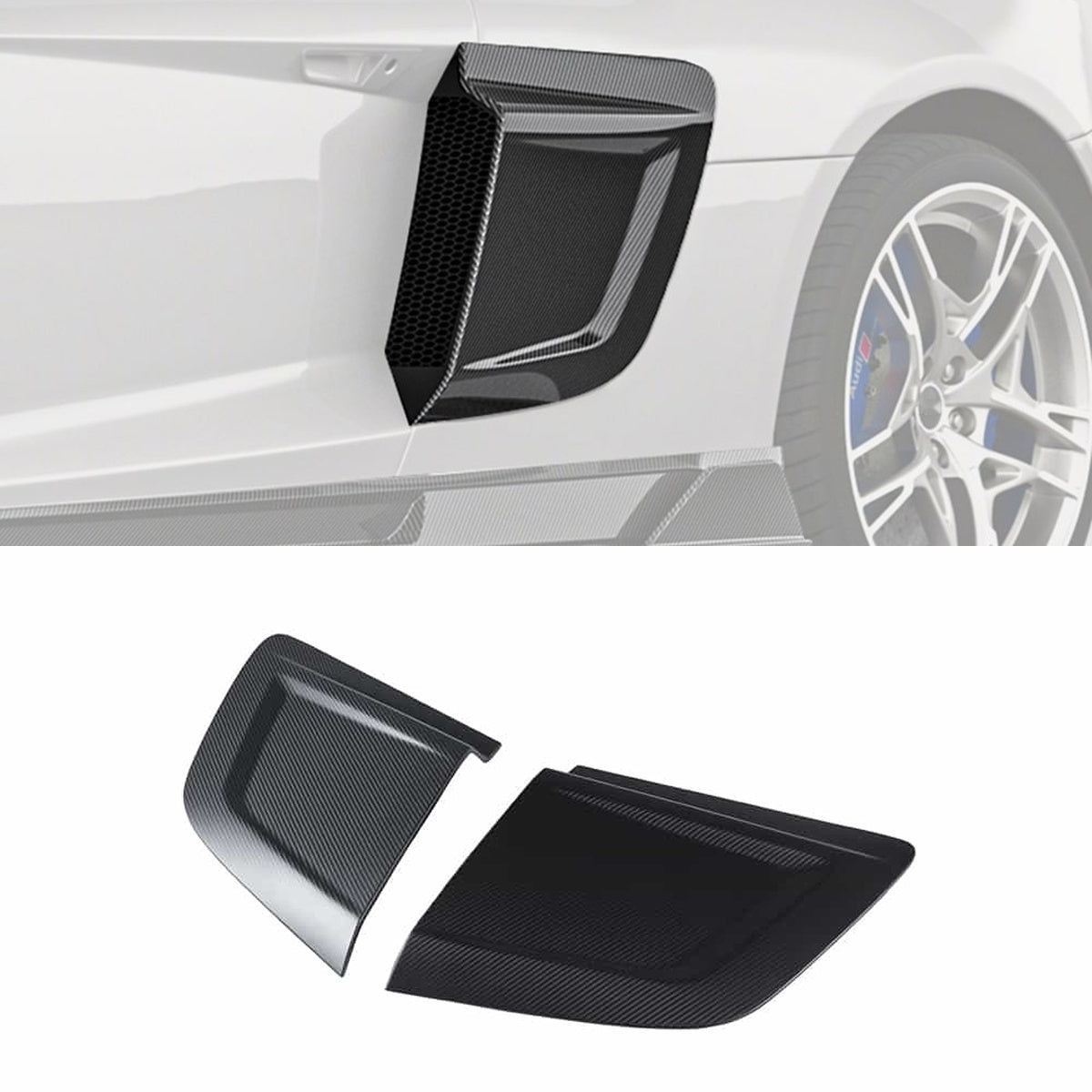 Audi R8 Mk2.5 Carbon Fibre Side Blades - lightweight aerodynamic body upgrade