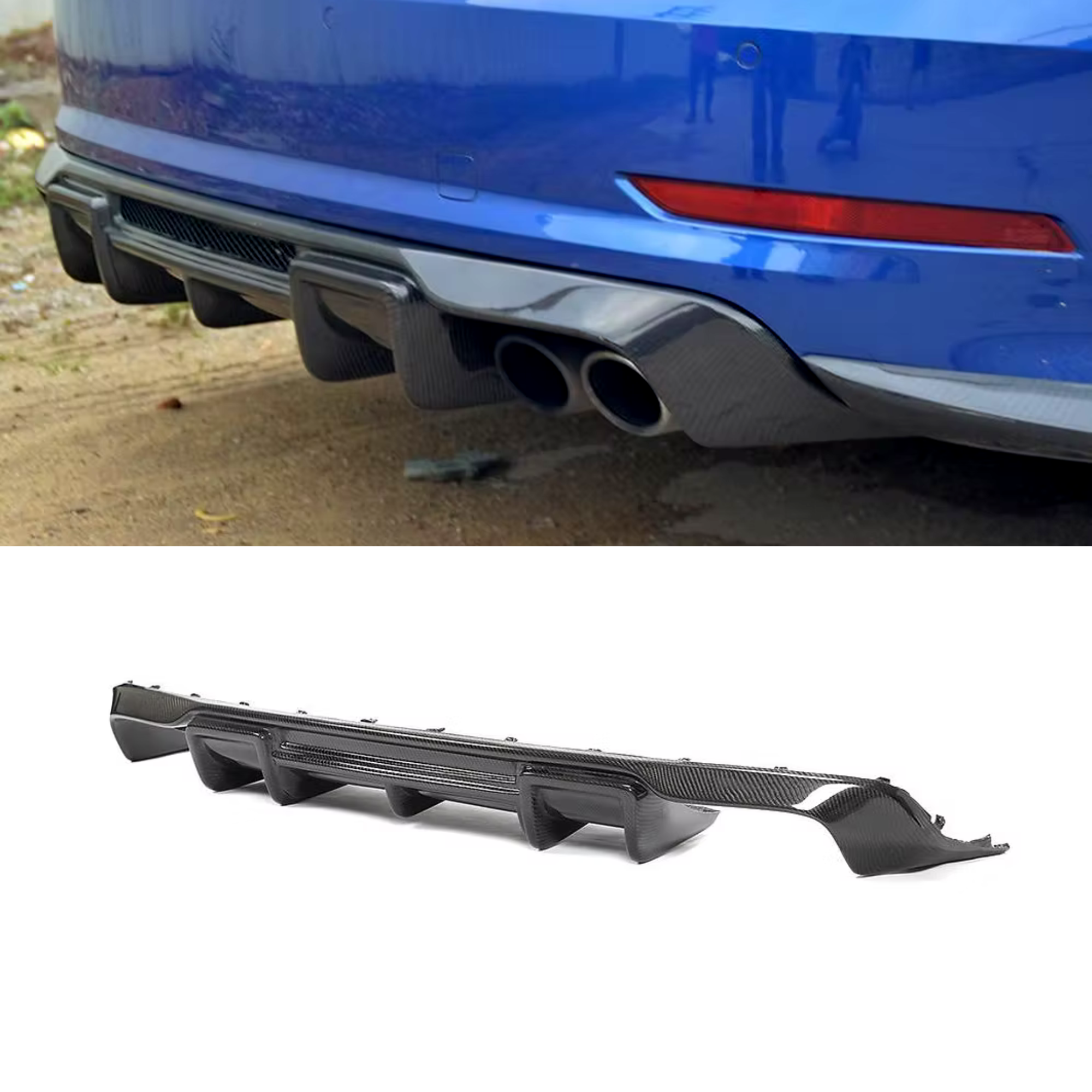 Audi A3/S3 8V Carbon Fiber Rear Diffuser V3 image 0