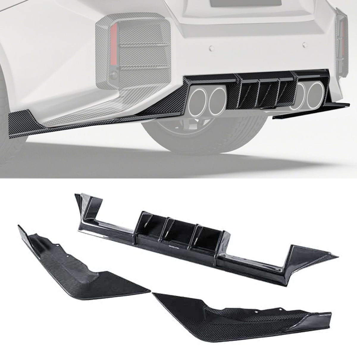 BMW M2 G87 Carbon Fibre Rear Diffuser Ver.1 - aggressive aerodynamic styling upgrade