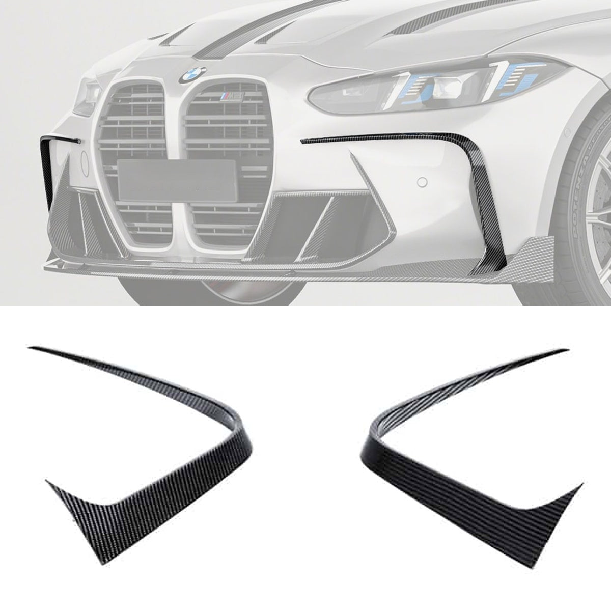 BMW M3 G80 Carbon Fibre Front Canards - race-inspired aerodynamic styling upgrade