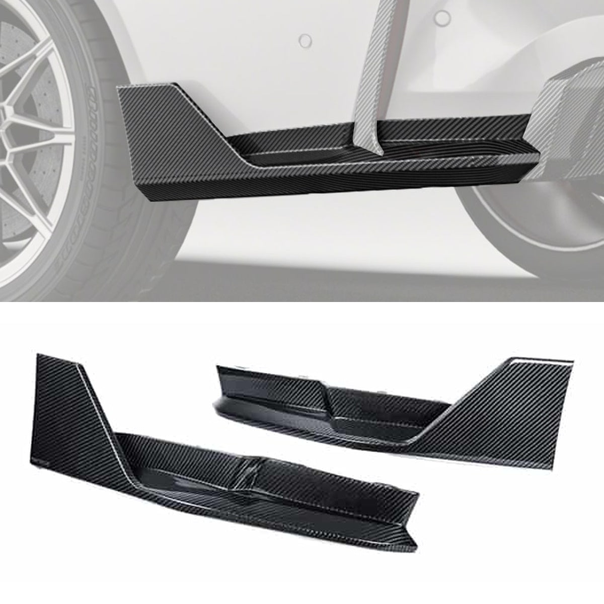 BMW M3 G80 Carbon Fibre Rear Side Splitter - aggressive aero styling upgrade