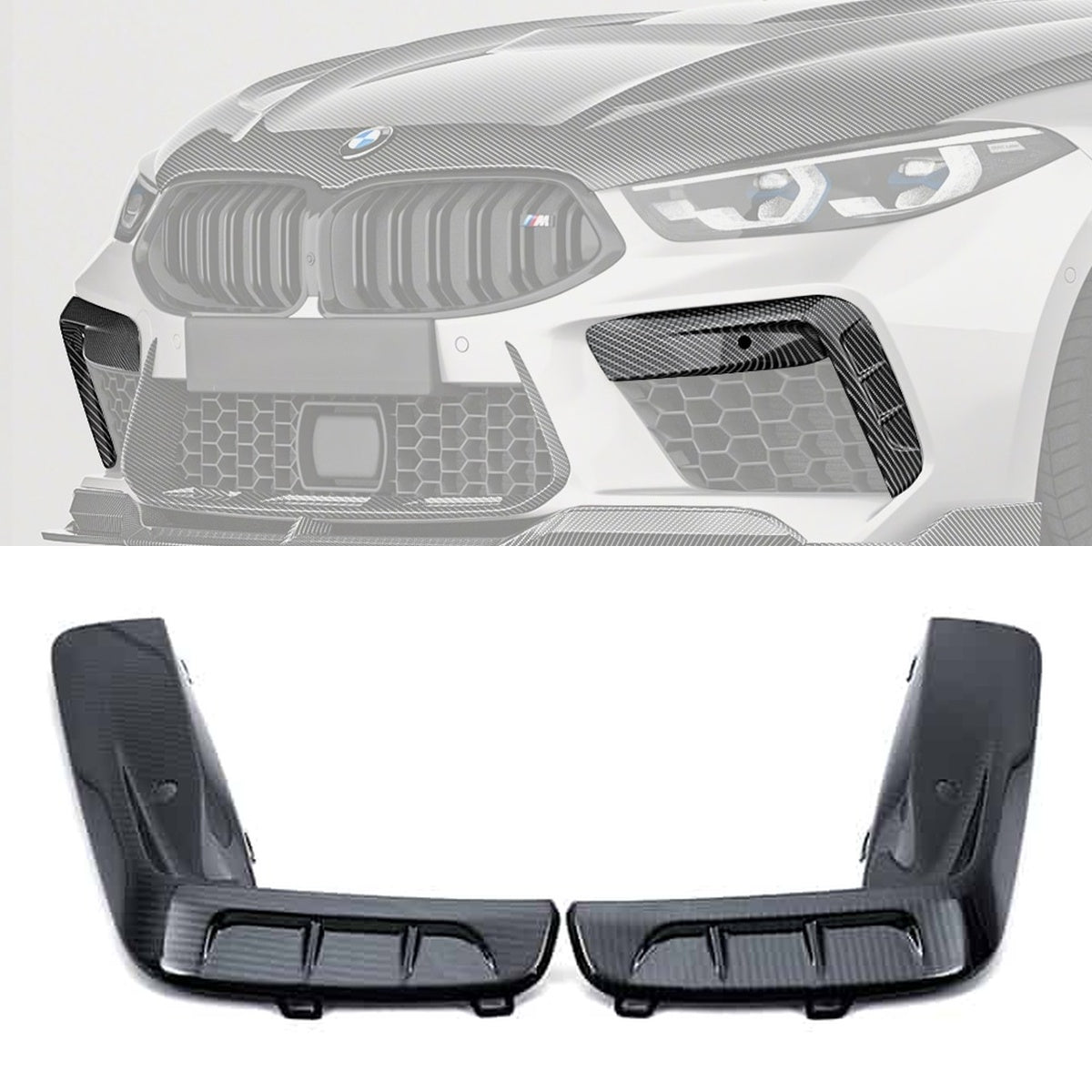 BMW M8 F91 F92 F93 Carbon Fibre Front Canards - race-inspired aerodynamic upgrade