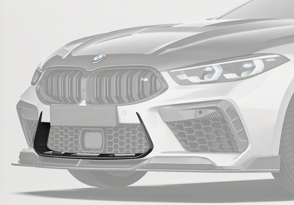 BMW M8 F91 F92 F93 Carbon Fibre Front Vent Trim - gloss weave OEM fitment upgrade