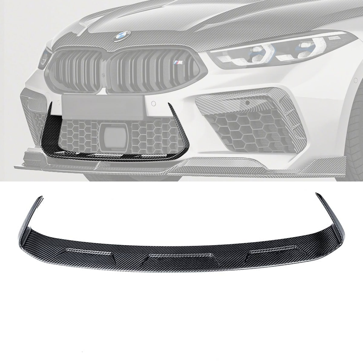 BMW M8 F91 F92 F93 Carbon Fibre Front Vent Trim - gloss weave OEM fitment upgrade