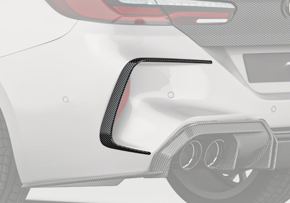BMW M8 F91 F92 F93 Carbon Fibre Rear Canards - race-inspired aerodynamic rear bumper upgrade