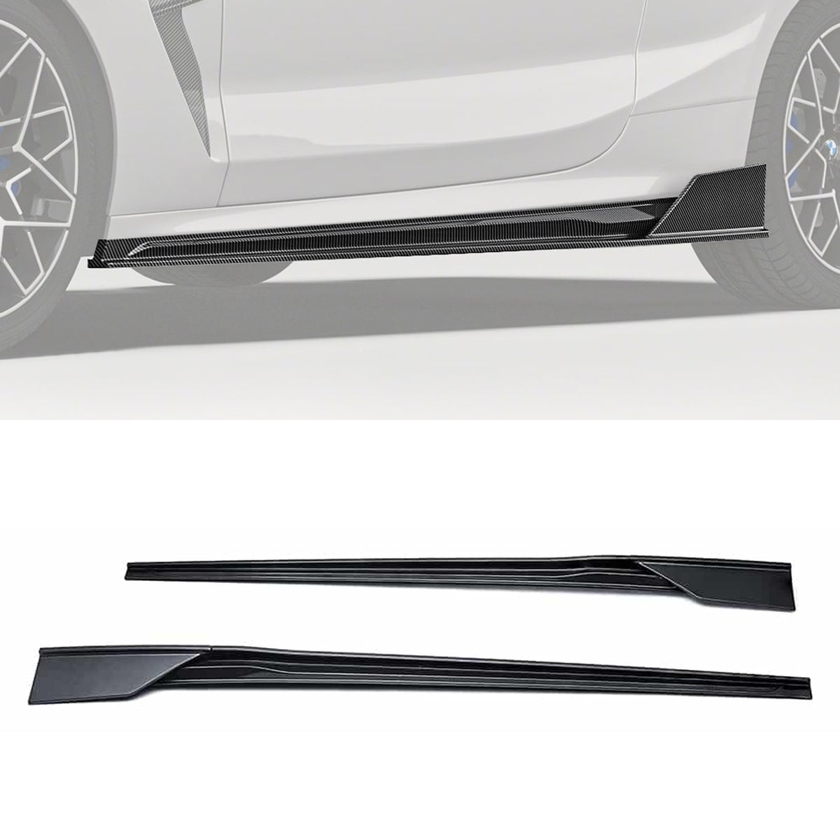 BMW M8 F91 F92 F93 Carbon Fibre Side Skirts - gloss finish aerodynamic upgrade