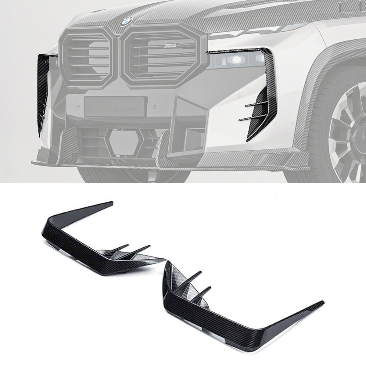 BMW XM G09 Carbon Fibre Front Canards - aerodynamic styling upgrade with gloss finish