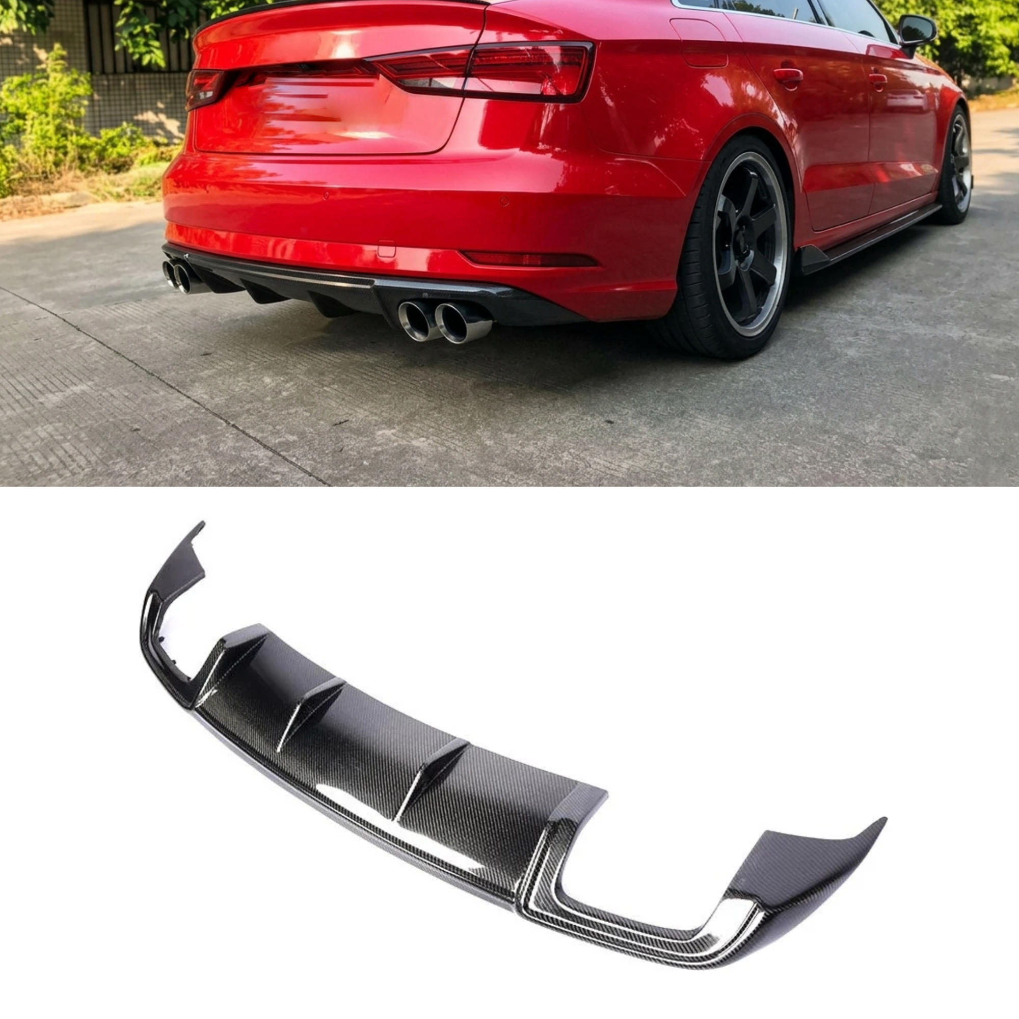 Audi A3 8V.5 Sedan Carbon Fiber Rear Diffuser V1