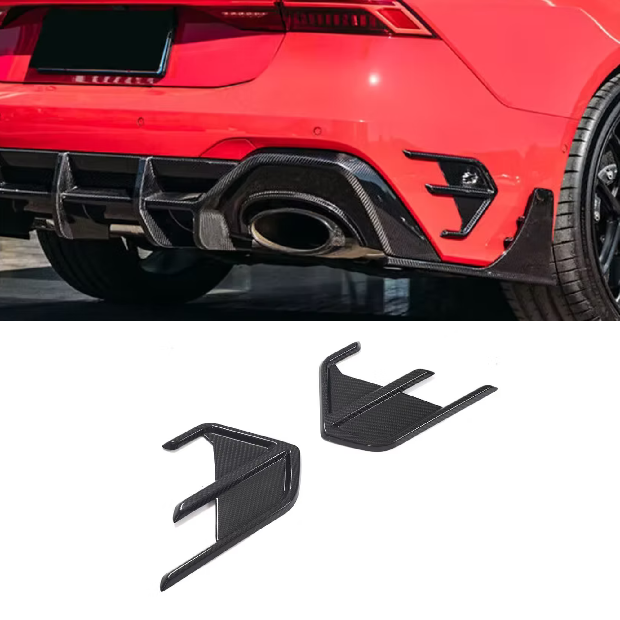 Audi RS6/RS7 C8 Carbon Fibre Rear Bumper Trim (Diffuser/Vents) image 0