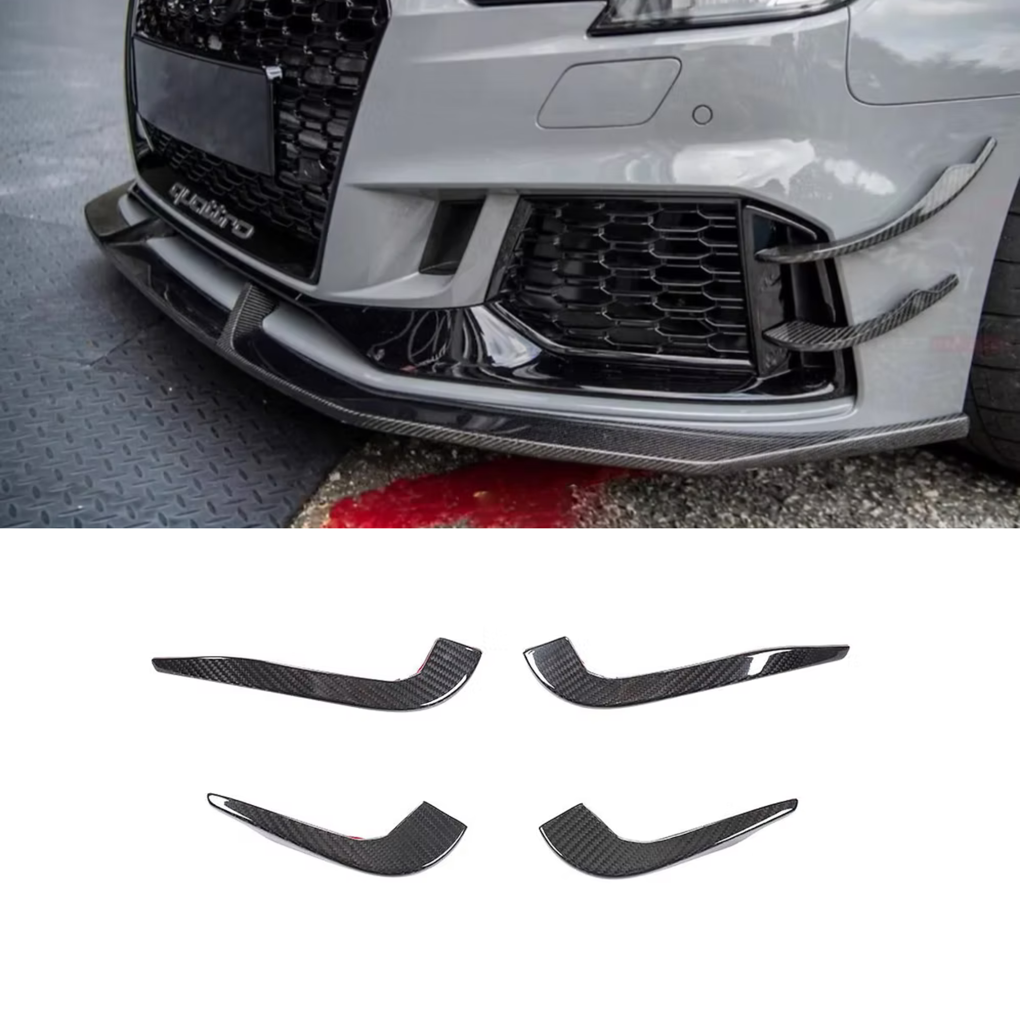 Audi RS3 8V.5 Carbon Fiber Front Bumper Canards image 0