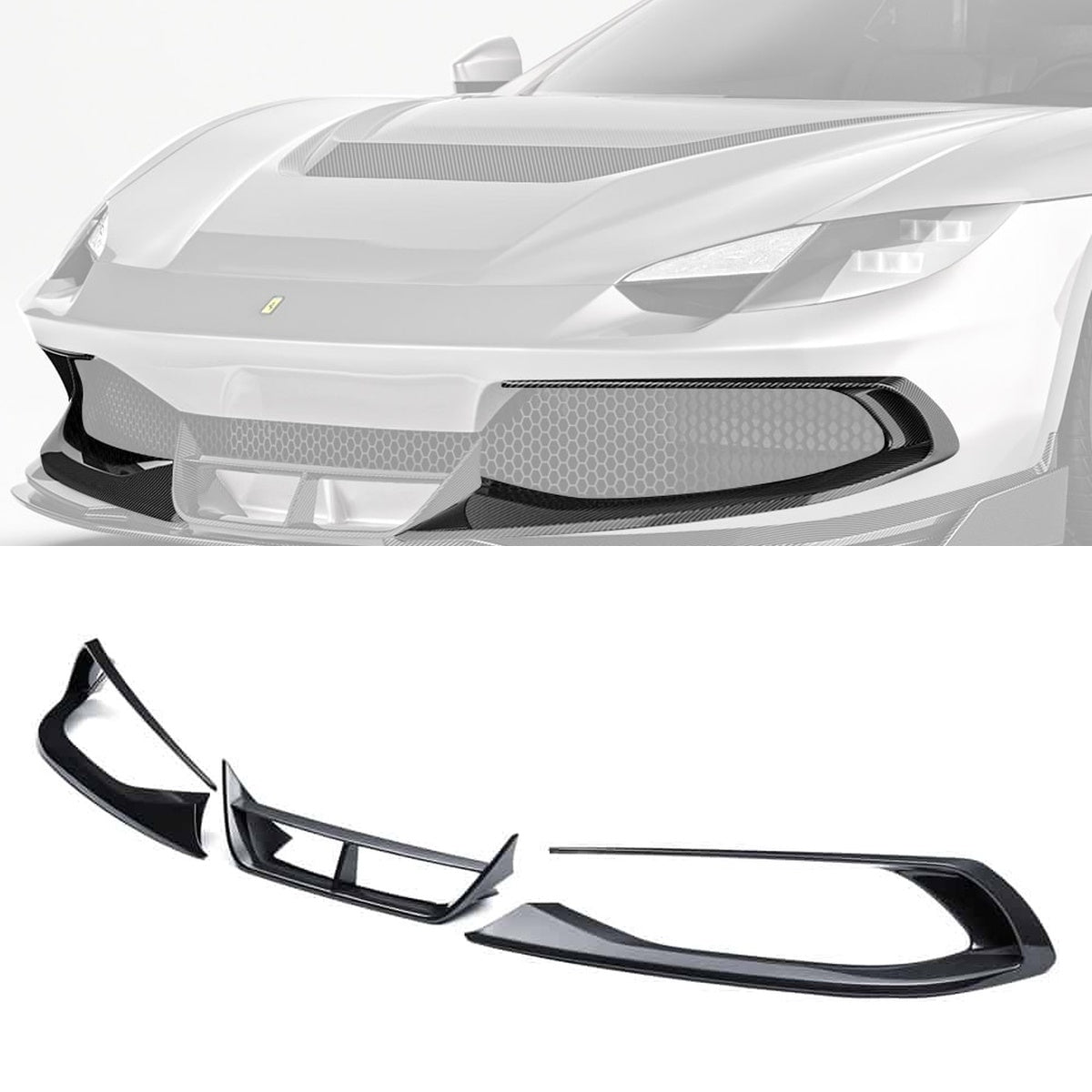 Ferrari 296 GTB GTS Carbon Fibre Front Canards - aerodynamic race-inspired upgrade