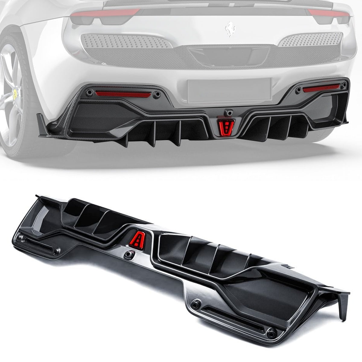 Ferrari 296 GTB GTS Carbon Fibre Rear Diffuser - aerodynamic track-inspired upgrade