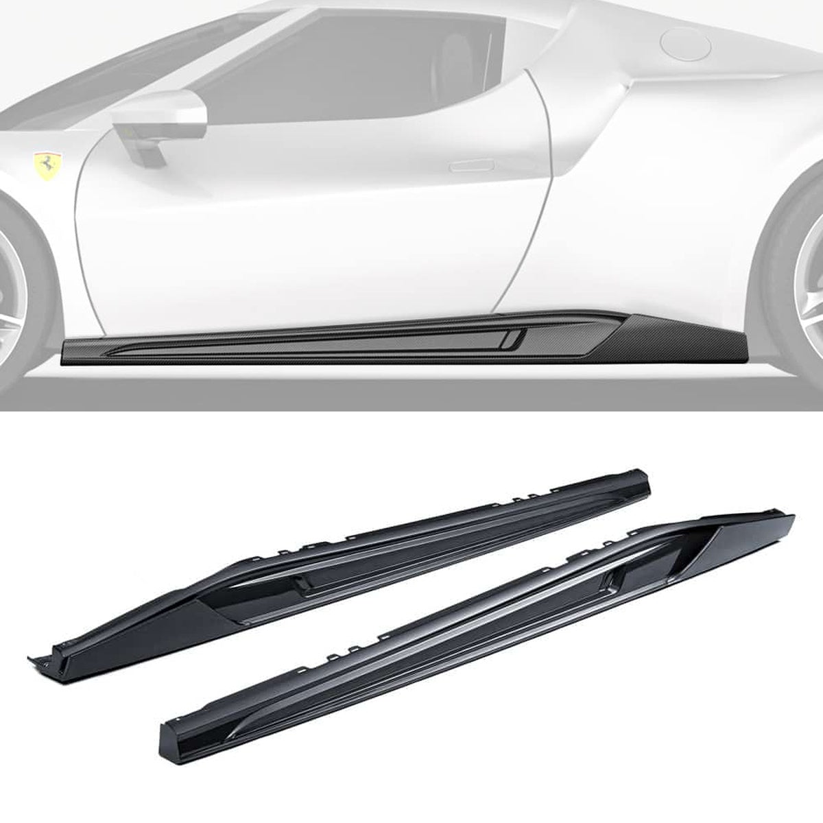 Ferrari 296 GTB GTS Carbon Fibre Side Skirts - aerodynamic race-inspired styling upgrade