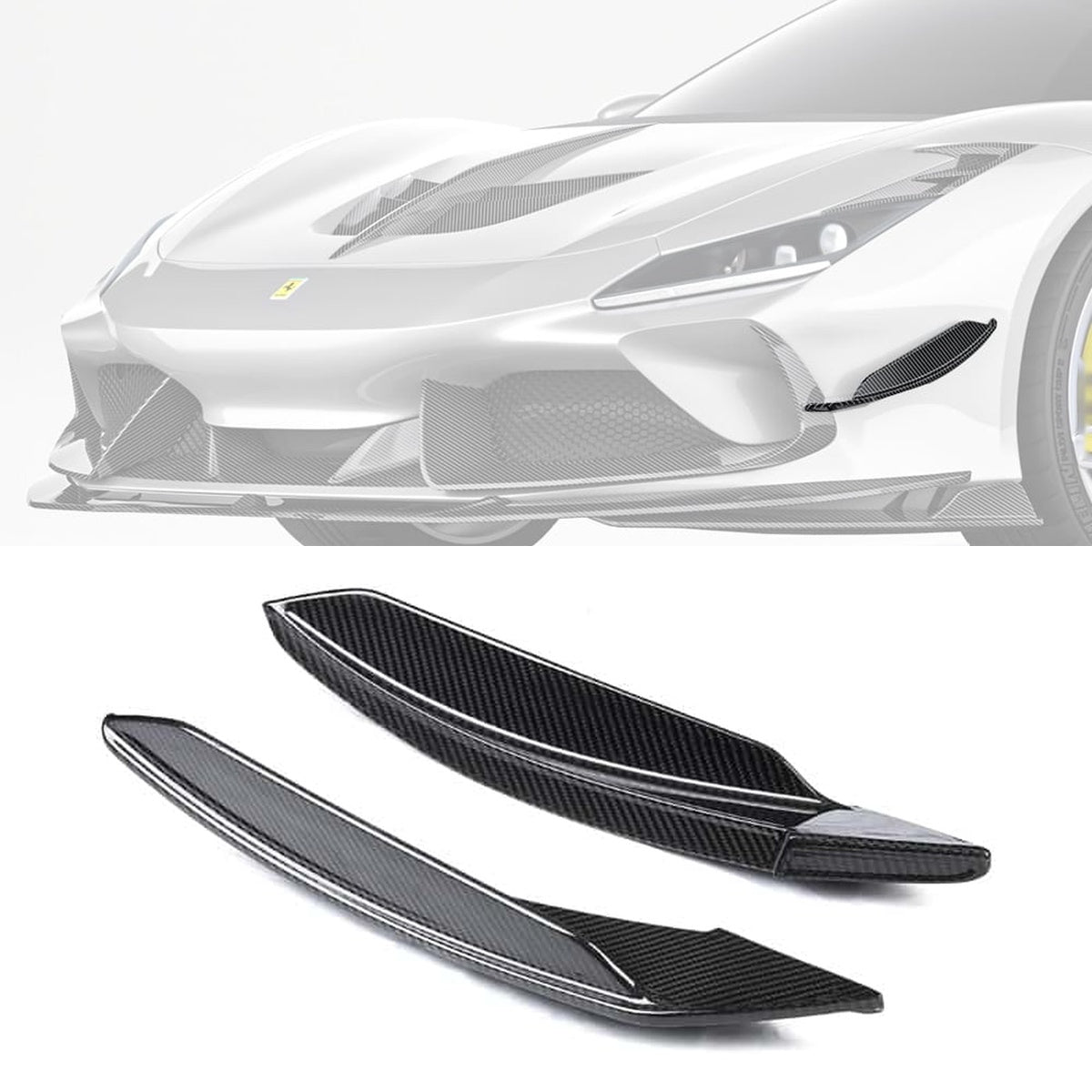 Ferrari F8 Tributo Carbon Fibre Front Canards - race-inspired aerodynamic upgrade
