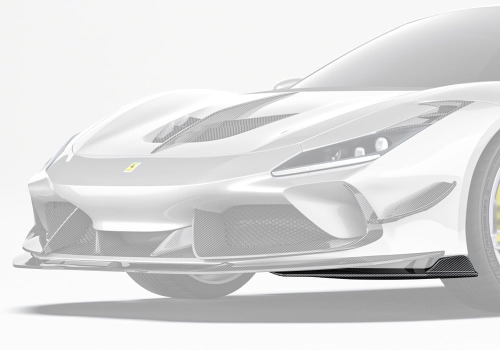 Ferrari F8 Tributo Carbon Fibre Front Corner Splitter - race-inspired aerodynamic upgrade