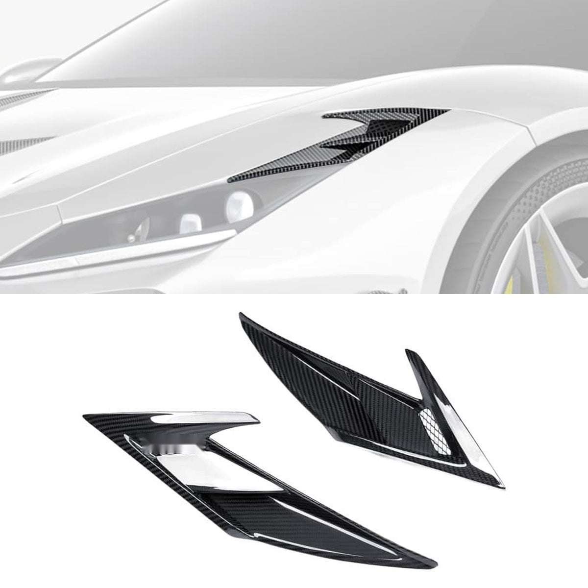 Ferrari F8 Tributo Carbon Fibre Front Fender Air Intake - OEM-grade fitment precision styling upgrade