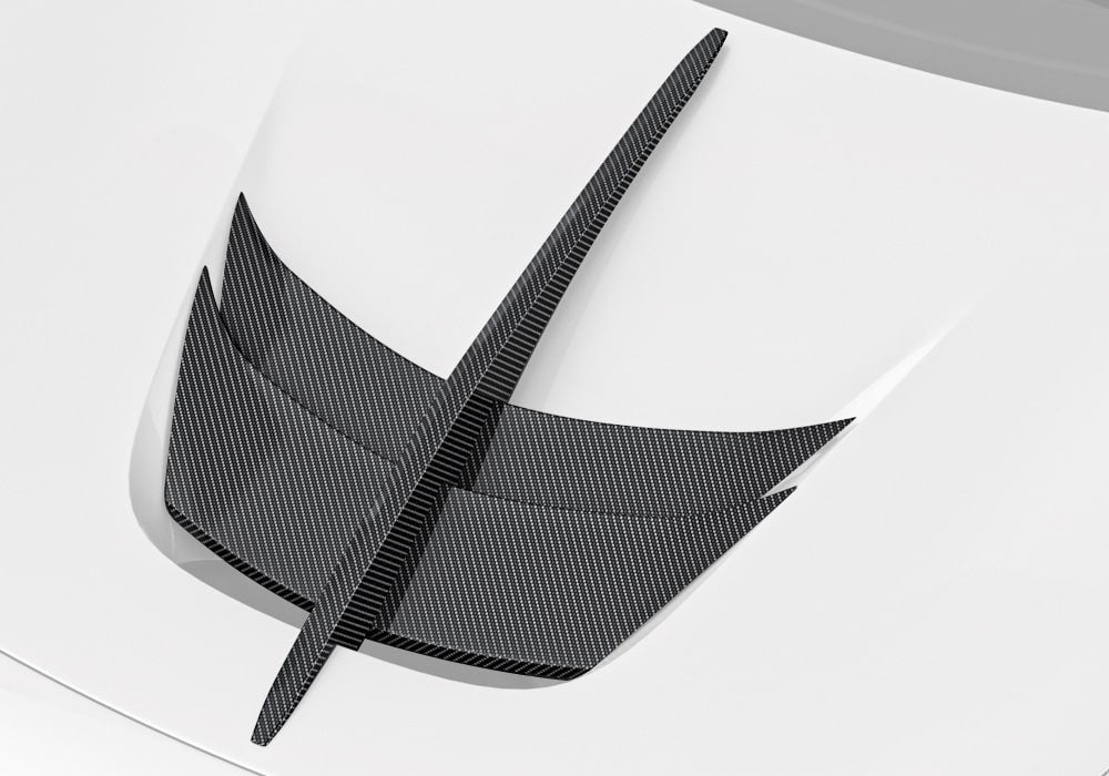 Ferrari F8 Tributo Carbon Fibre Hood Vent Trim - race-inspired lightweight bonnet upgrade