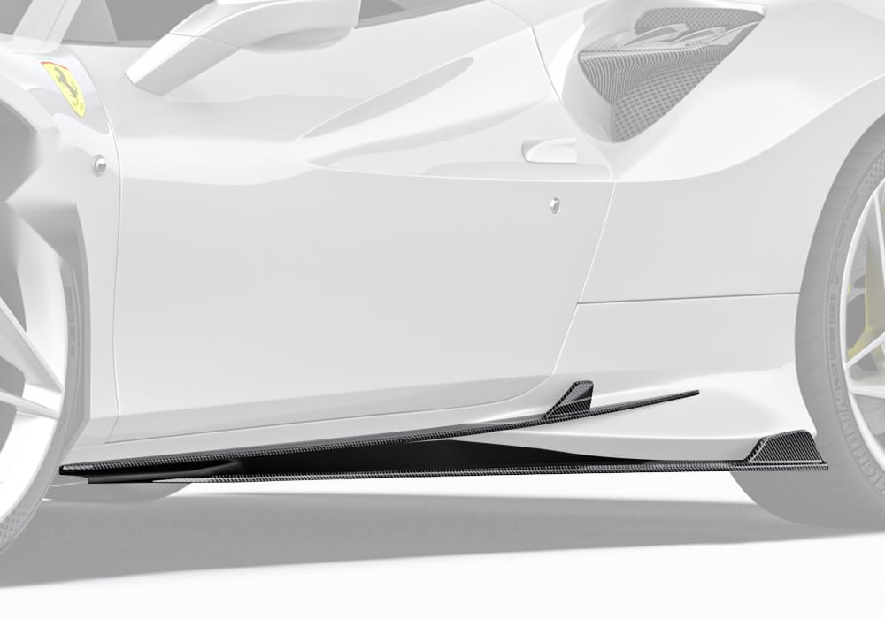 Ferrari F8 Tributo Carbon Fibre Side Skirts - aerodynamic race-inspired styling upgrade