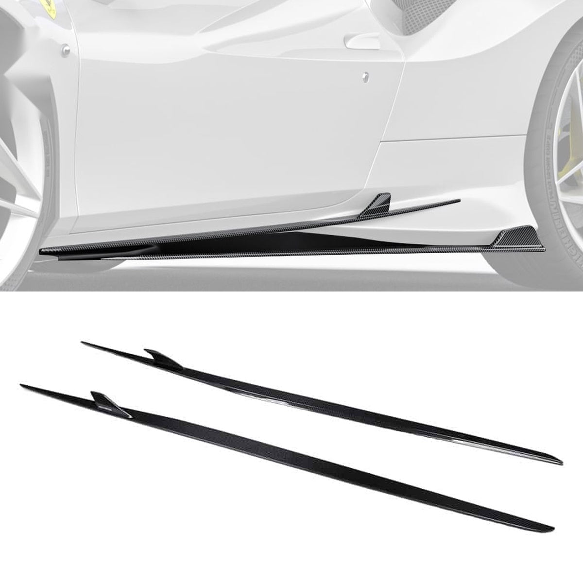 Ferrari F8 Tributo Carbon Fibre Side Skirts - aerodynamic race-inspired styling upgrade