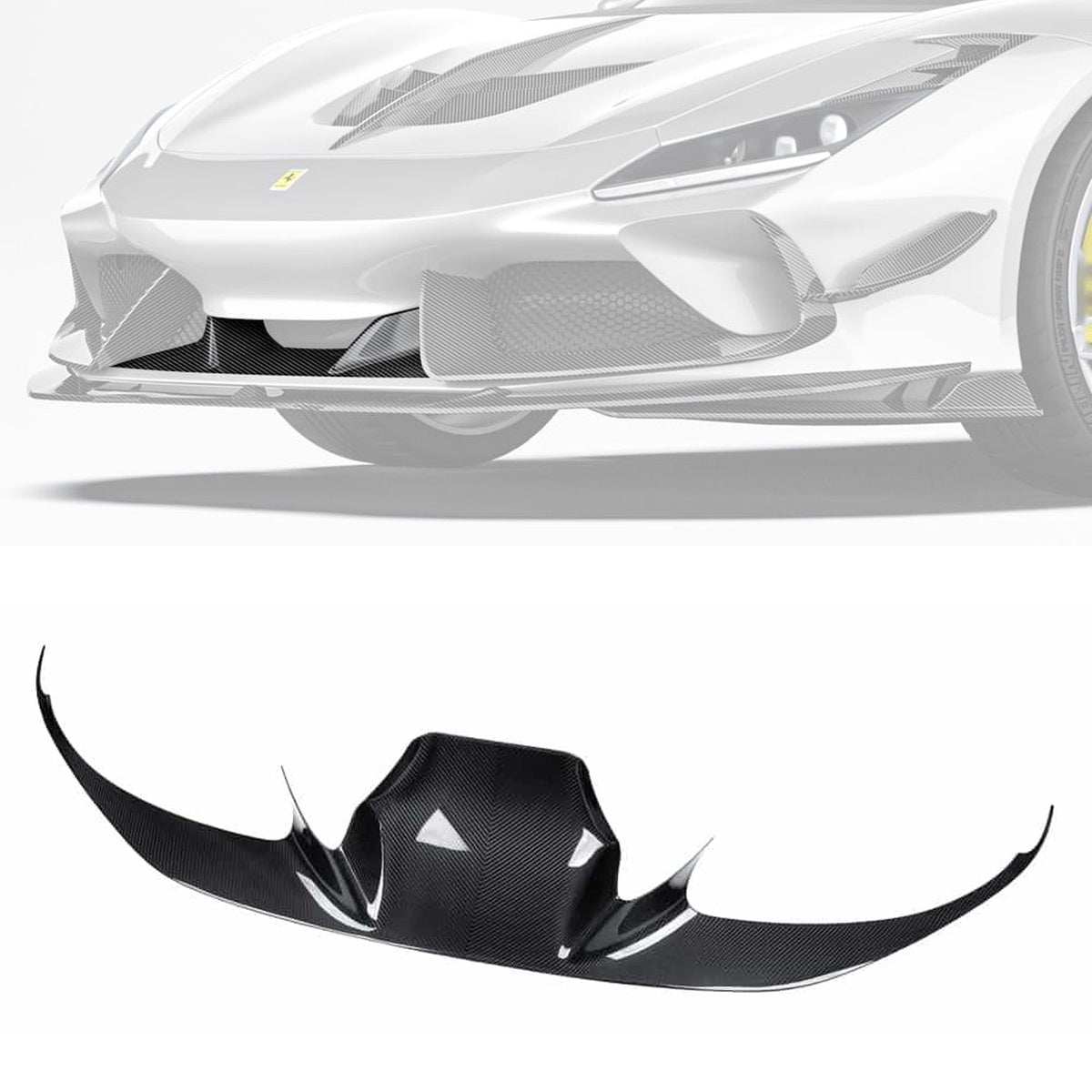 Ferrari F8 Tributo Carbon Fibre Upper Front Lip - race-inspired aerodynamic styling upgrade
