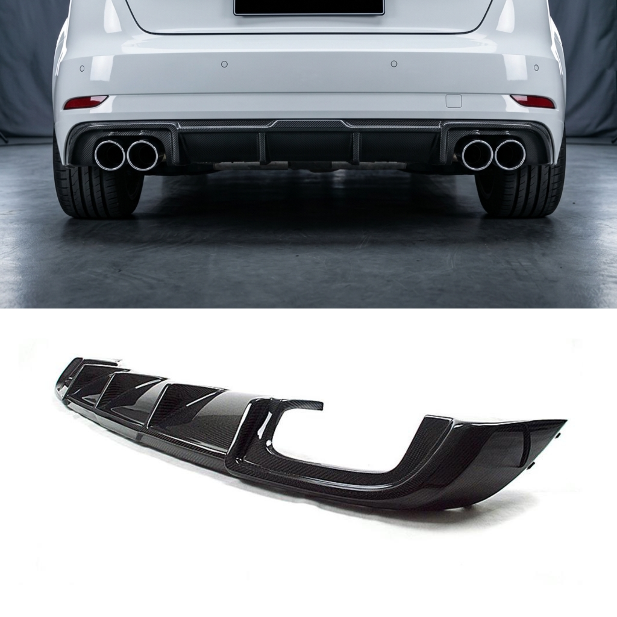 Difusor trasero de fibra de carbono V3 para Audi A3 8V.5