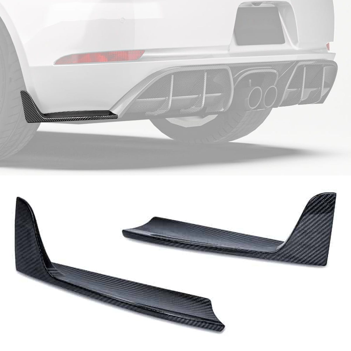 Porsche 718 Boxster Cayman 982c Carbon Fibre Rear Side Splitter - aggressive aero styling upgrade