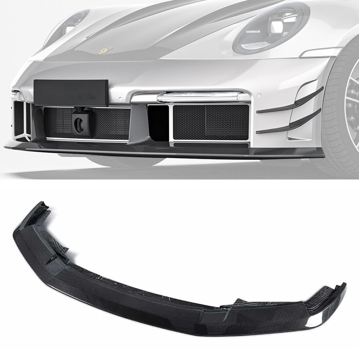 Porsche 911 992 Turbo S Carbon Fibre Front Bumper - aggressive aerodynamic styling upgrade
