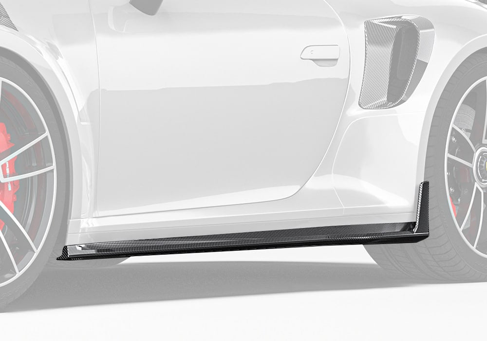 Porsche 911 992 Turbo S Carbon Fibre Side Skirts - aerodynamic race-inspired styling upgrade
