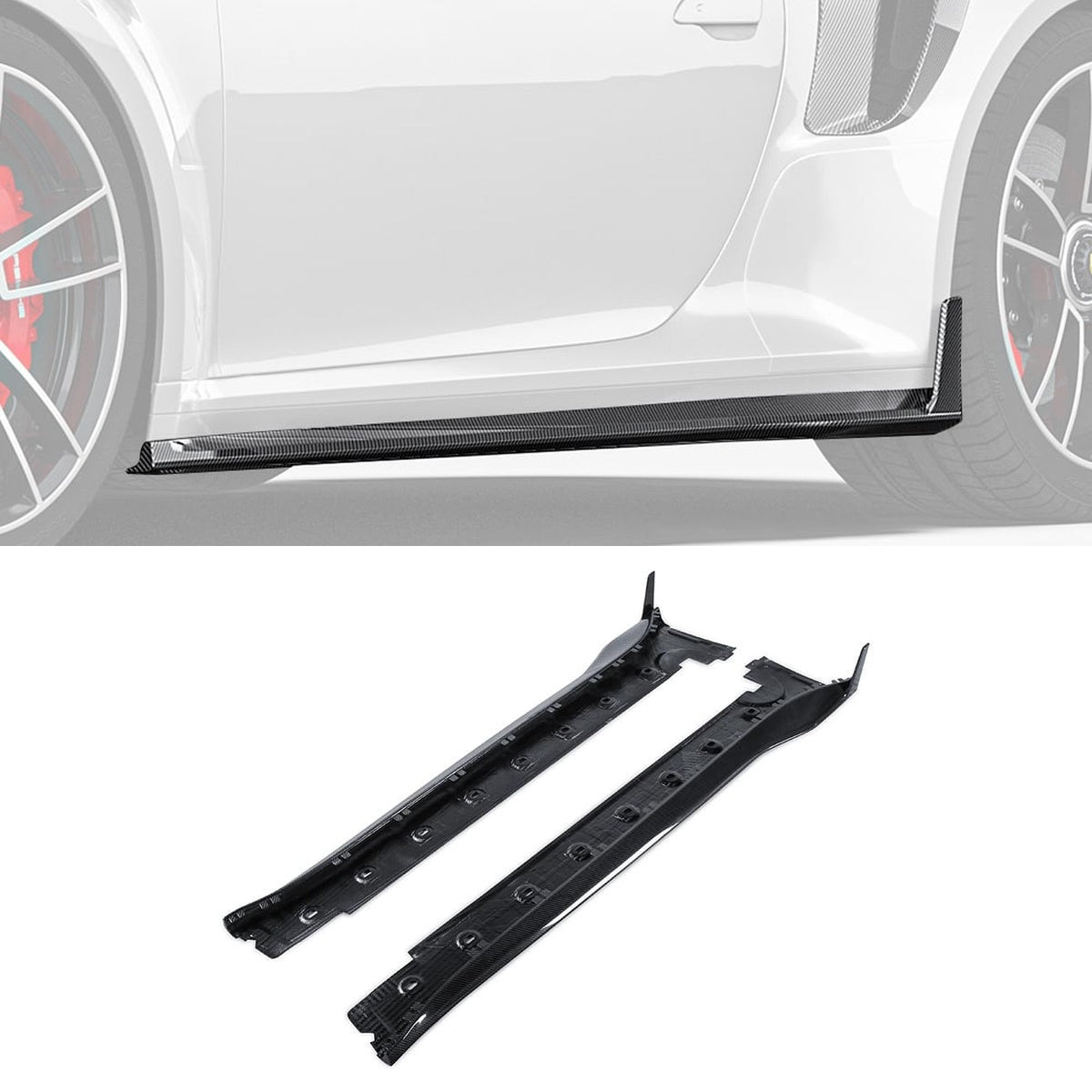 Porsche 911 992 Turbo S Carbon Fibre Side Skirts - aerodynamic race-inspired styling upgrade