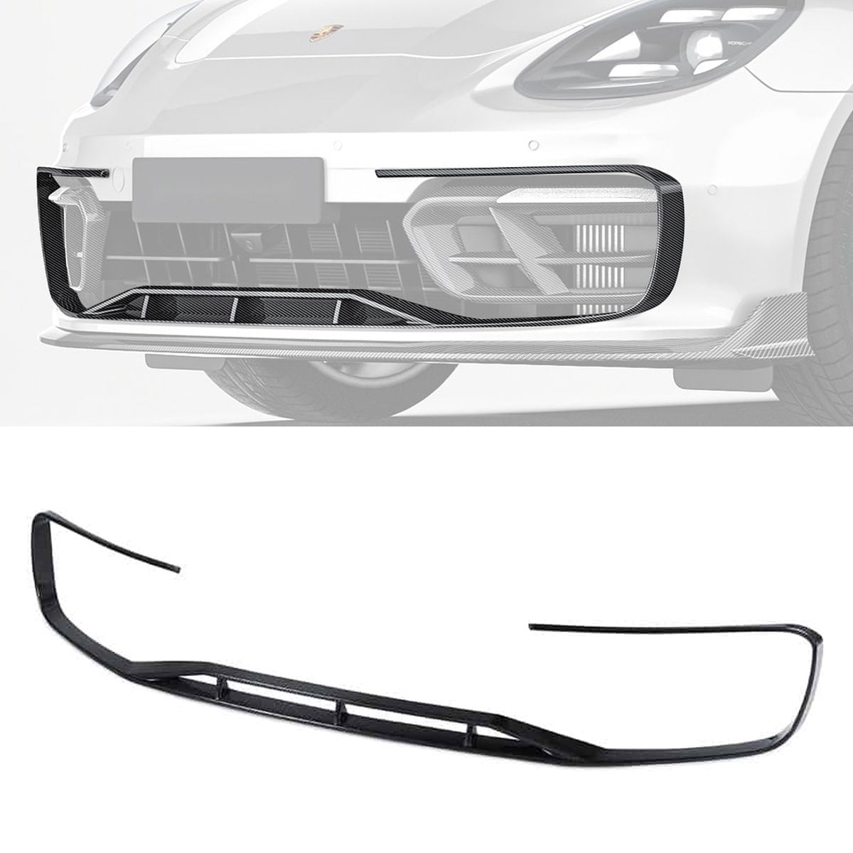 Porsche Panamera 971 Carbon Fibre Front Bumper Trim - gloss finish precision fitment upgrade