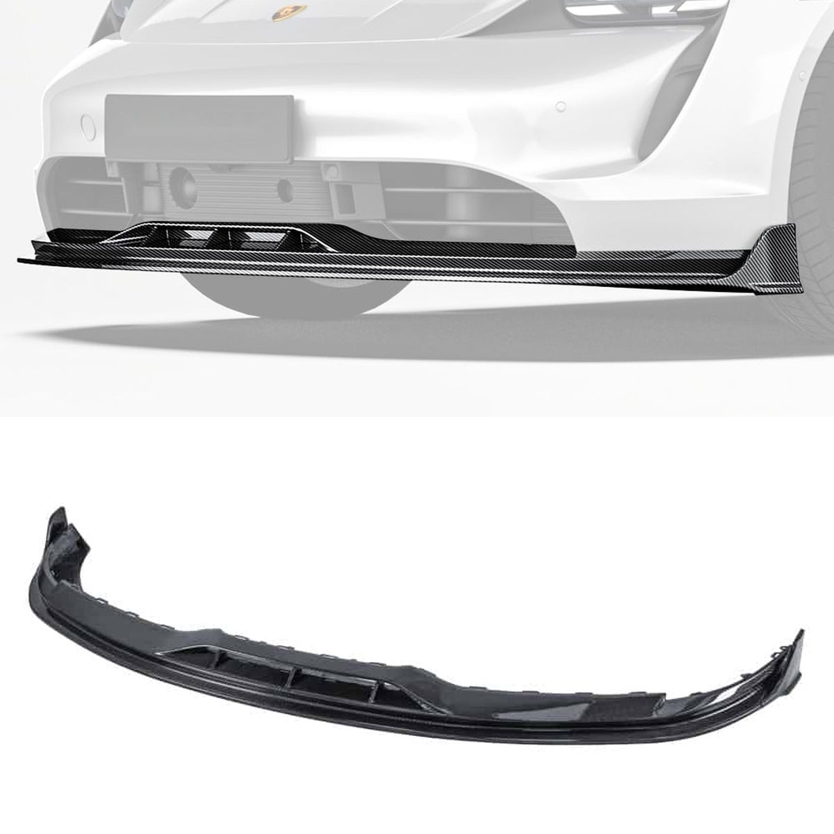 Porsche Taycan Carbon Fibre Front Lip - aerodynamic race-inspired styling upgrade