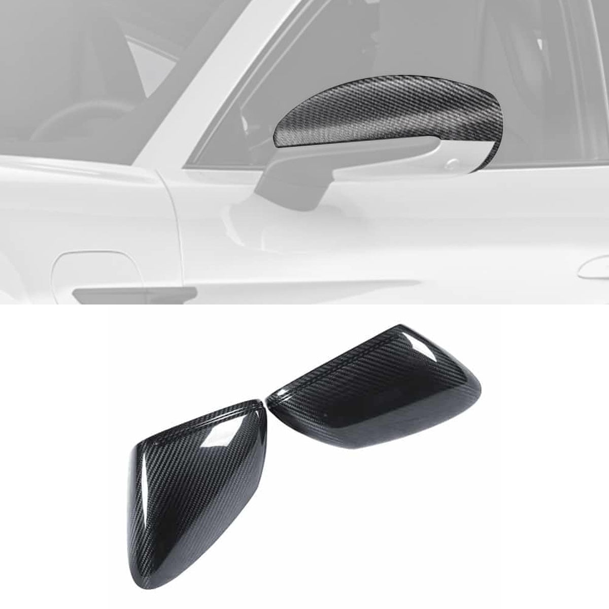 Porsche Taycan Carbon Fibre Mirror Covers - gloss OEM fitment motorsport upgrade