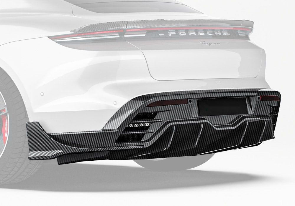 Porsche Taycan Carbon Fibre Rear Diffuser - aerodynamic track-inspired styling upgrade