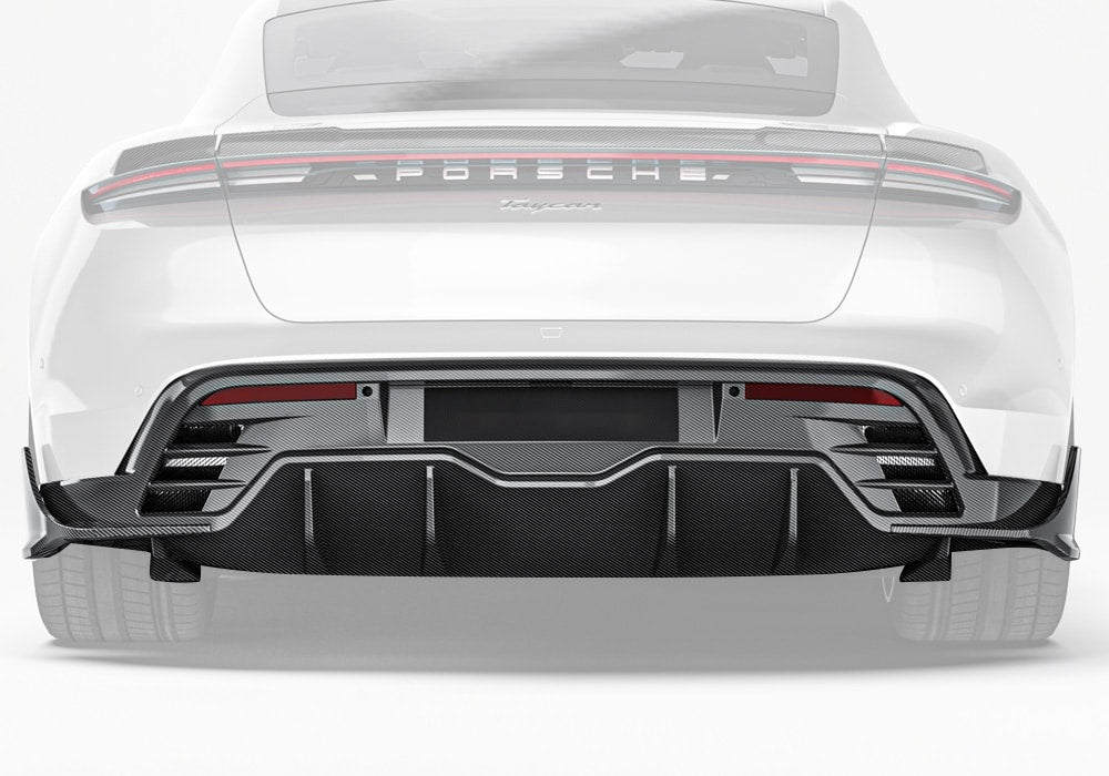 Porsche Taycan Carbon Fibre Rear Diffuser - aerodynamic track-inspired styling upgrade