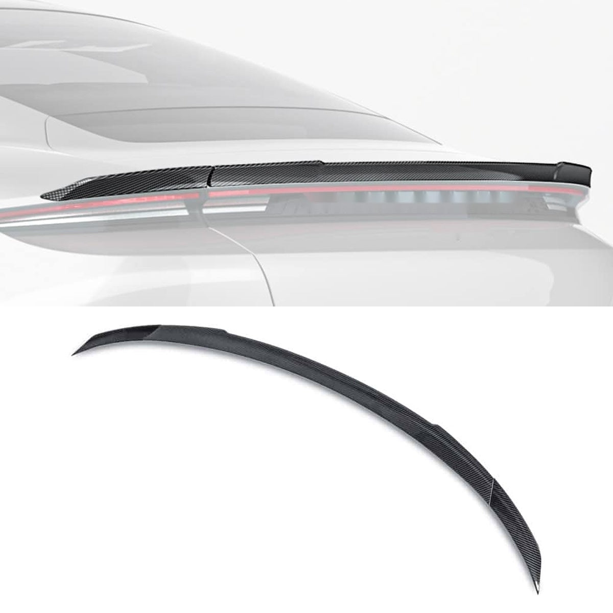 Porsche Taycan Carbon Fibre Rear Spoiler - race-inspired aero upgrade with gloss finish