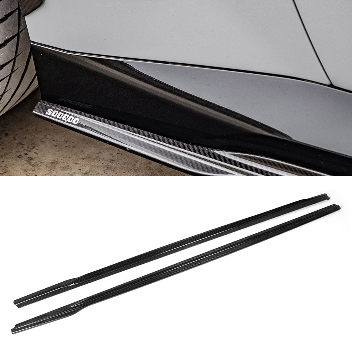 BMW 2 Series G42 Prepreg Carbon Fibre Side Skirts - gloss finish OEM fitment upgrade