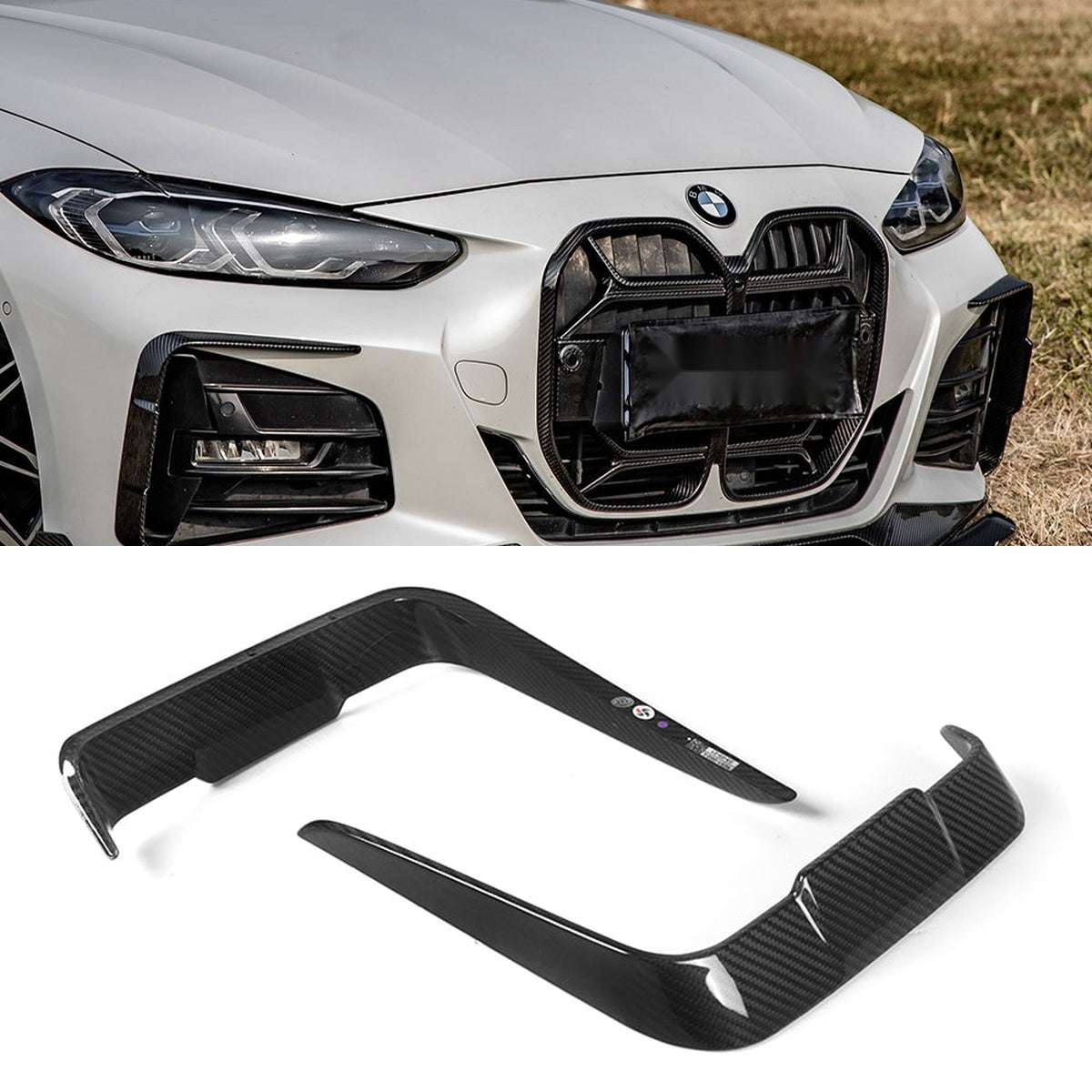 BMW 4 Series G22 Prepreg Carbon Fibre Front Bumper Inserts - aggressive styling upgrade