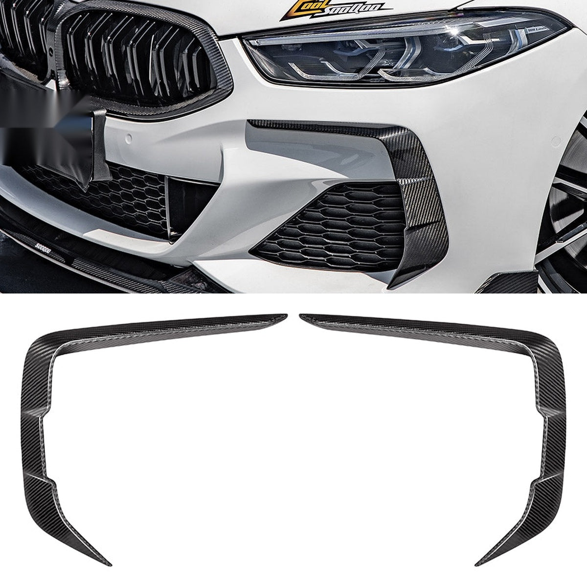 BMW 8 Series G14 Prepreg Carbon Fibre Front Bumper Insert - aggressive gloss finish upgrade