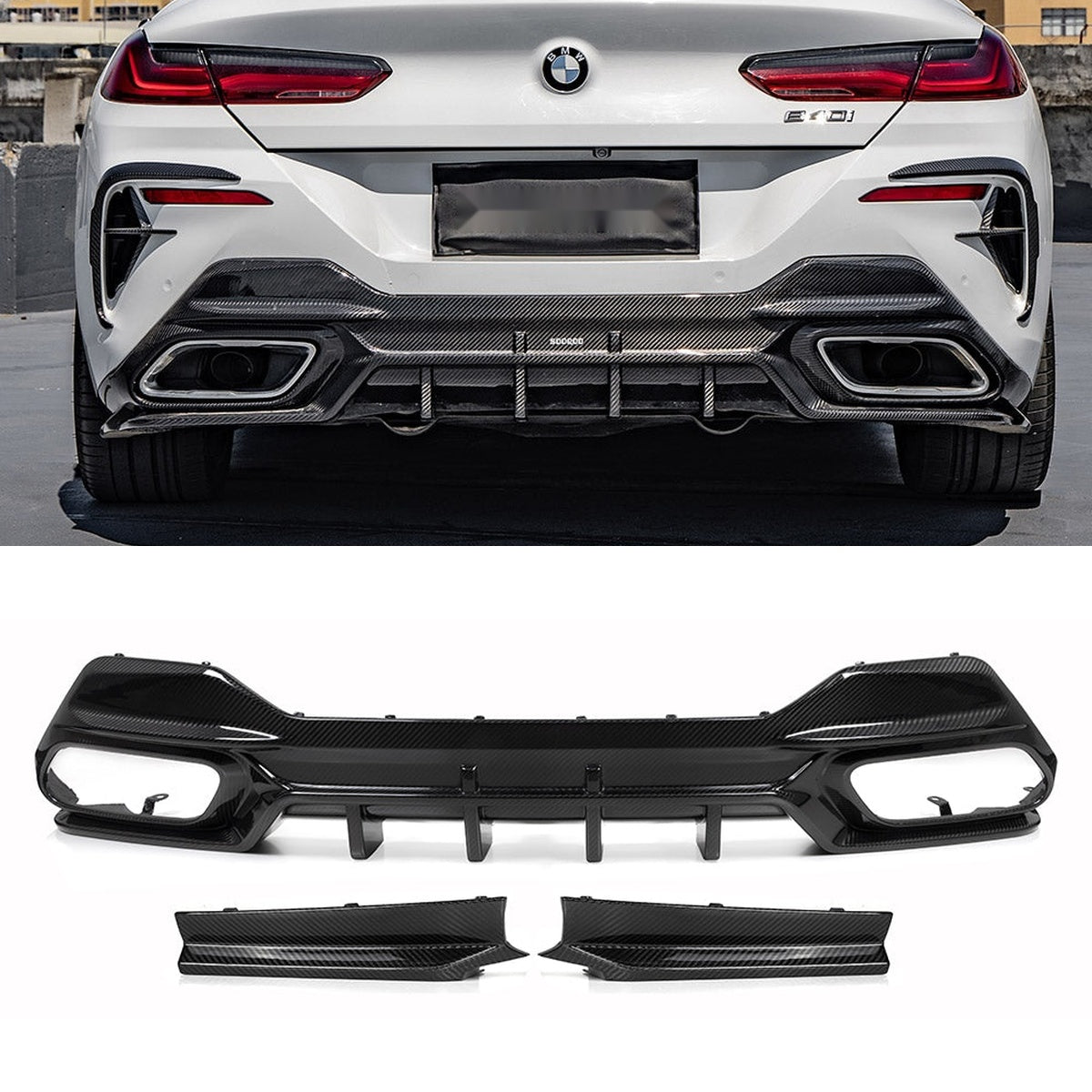 BMW 8 Series G14 Prepreg Carbon Fibre Rear Diffuser - aggressive OEM-fit upgrade