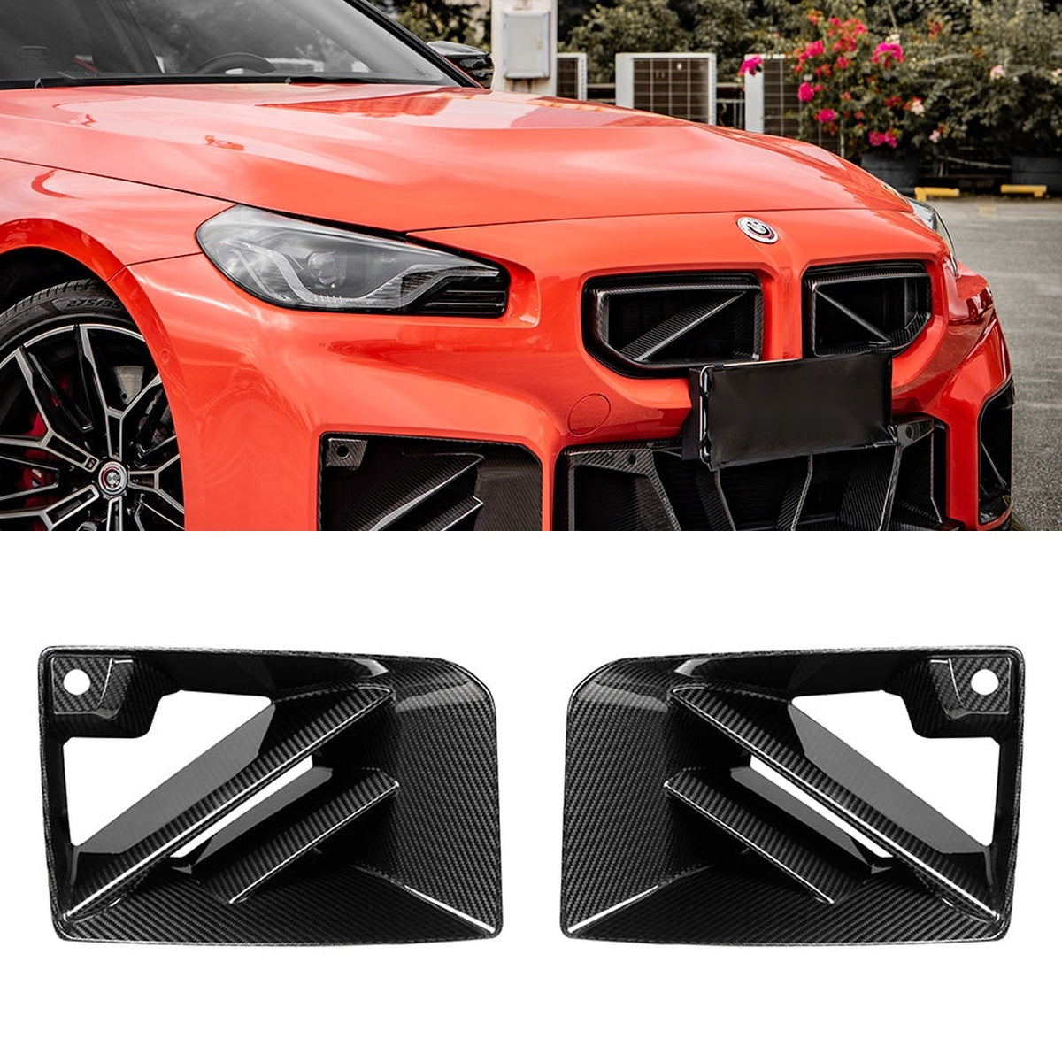 BMW M2 G87 Prepreg Carbon Fibre Air Inlets - dual-bar design aggressive front end upgrade